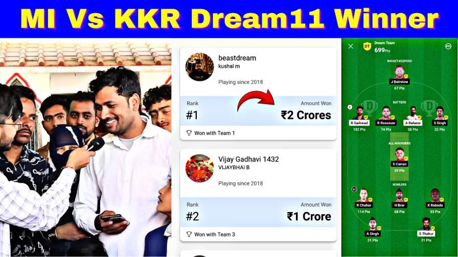 MI Vs KKR Dream11 Winner Today