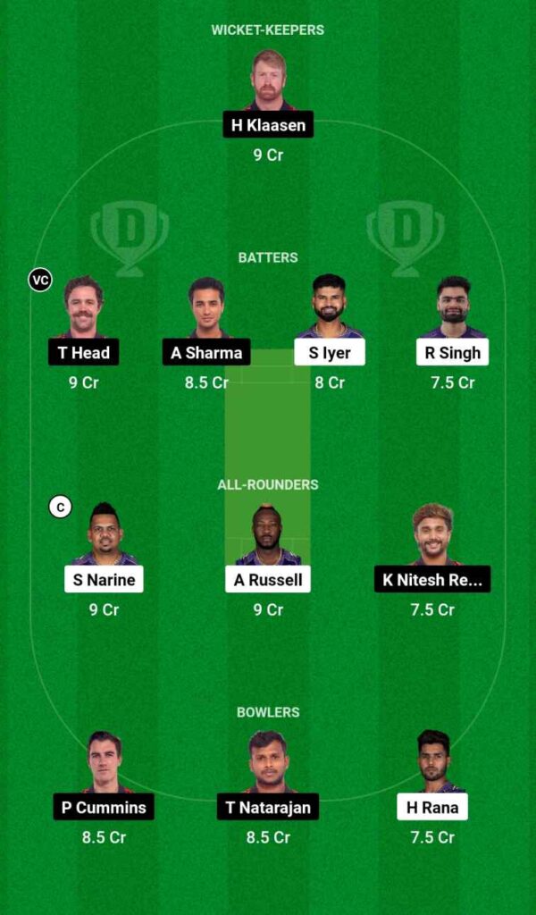 KKR Vs SRH Dream11 Prediction Today