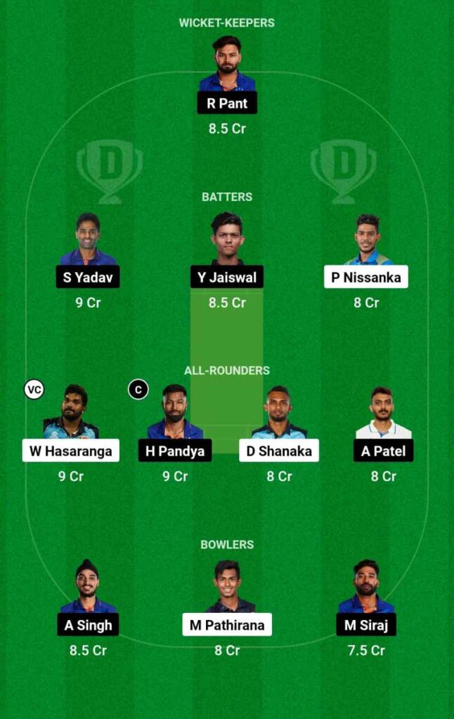 IND Vs SL Dream11 Team Selection Today