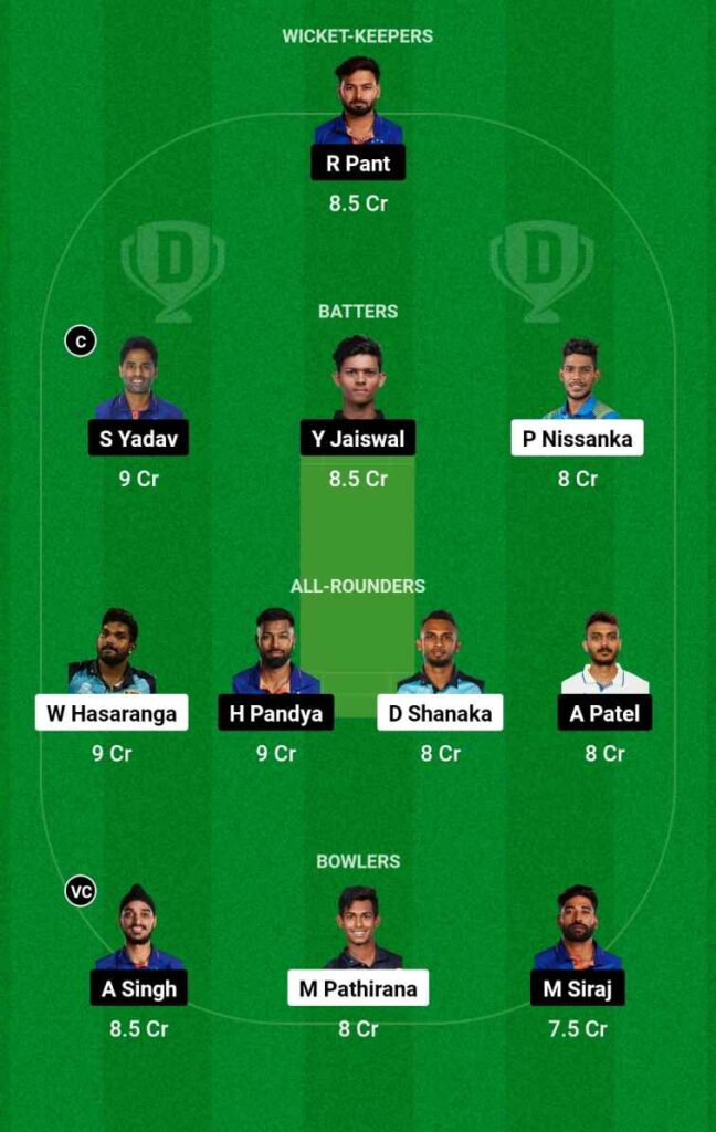 IND Vs SL Dream11 Team Selection Today